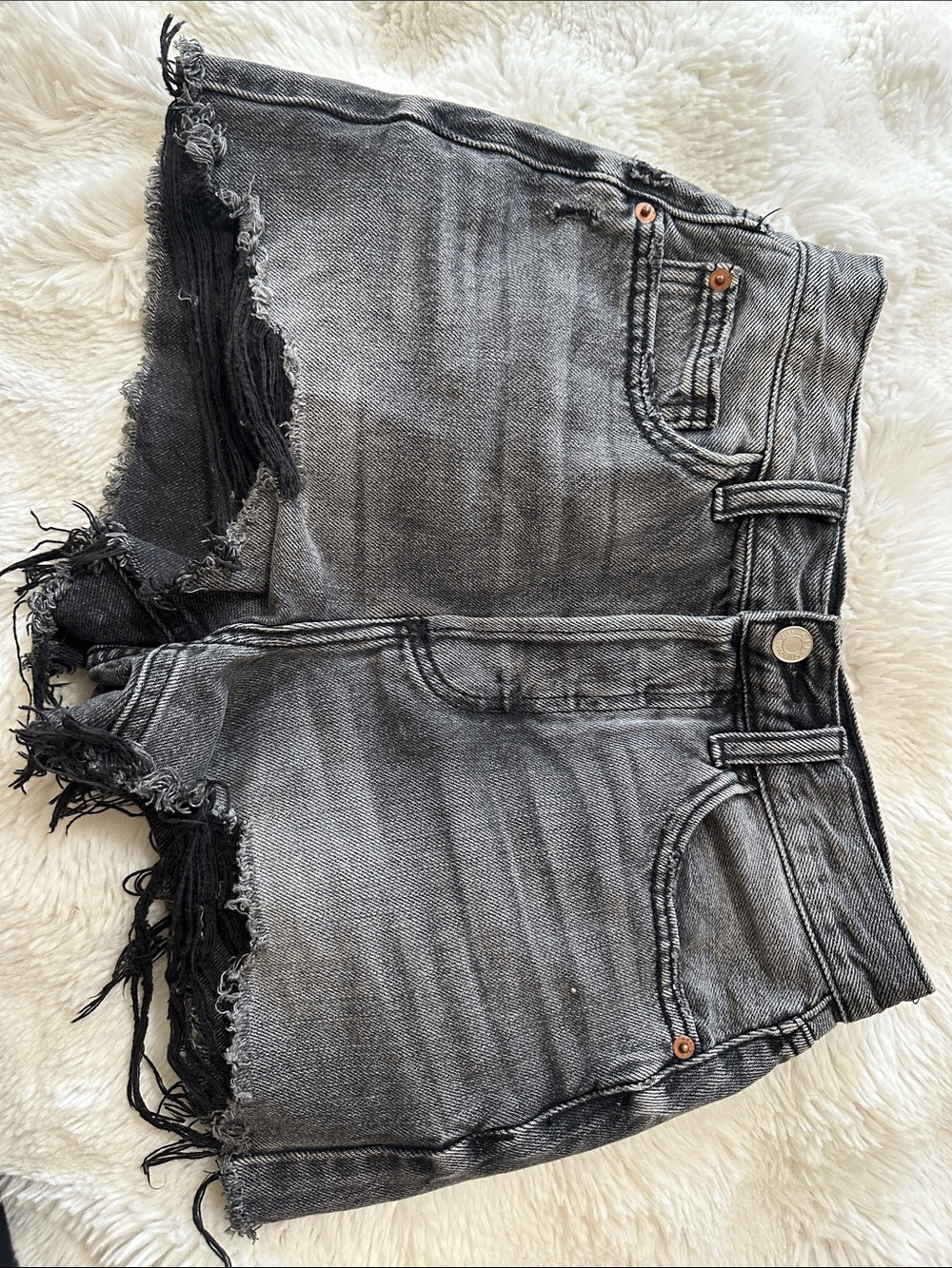 Cello Black Frayed Hem Distressed Denim Shorts